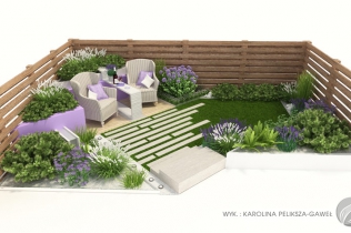 Projekt mikro ogrodu przy jednej z białostockich szeregówek: Green Design